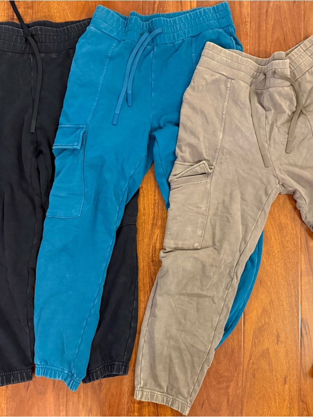 JoyLab Women's Cargo Joggers Trio in Black, Teal, and Taupe
